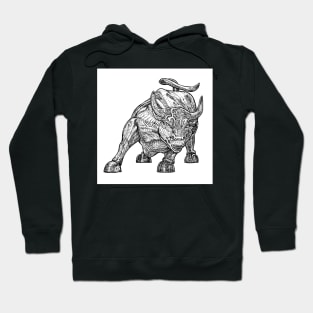 WALL STREET BULL ink portrait Hoodie